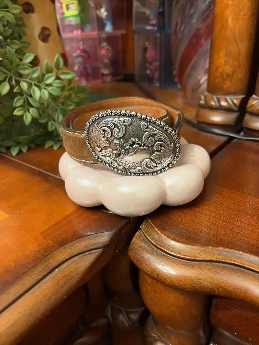 Nocona Children's Brown Bucking Bull Buckle Belt Sz 20